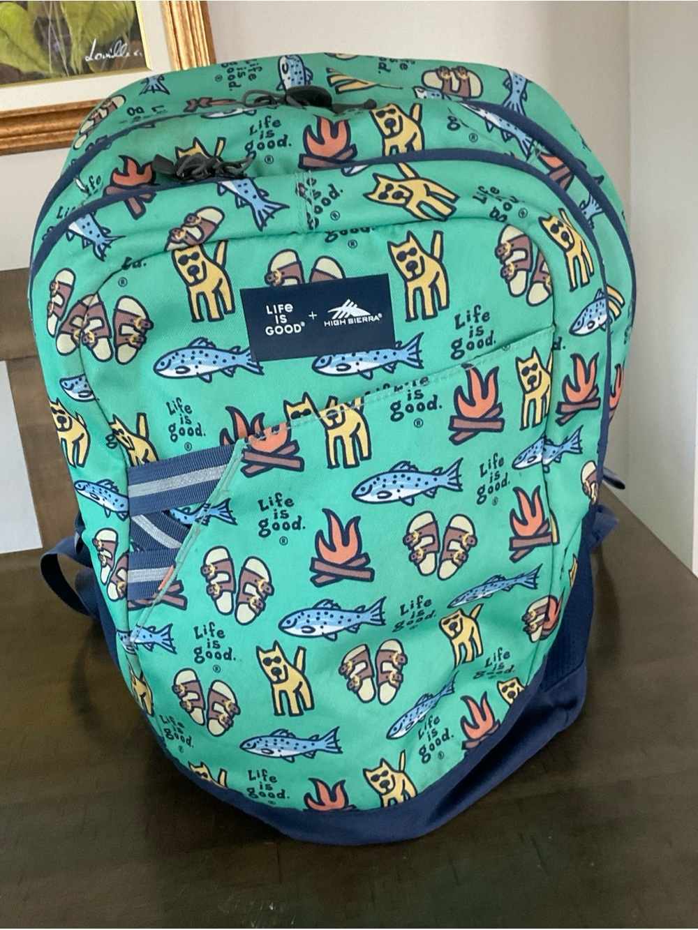 Life is Good Cool  Turquoise Large Backpack